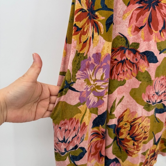 Terra Sky Dress Women 0X Pink Green Floral Short Sleeve Shirt Comfy Pockets - Picture 3 of 10